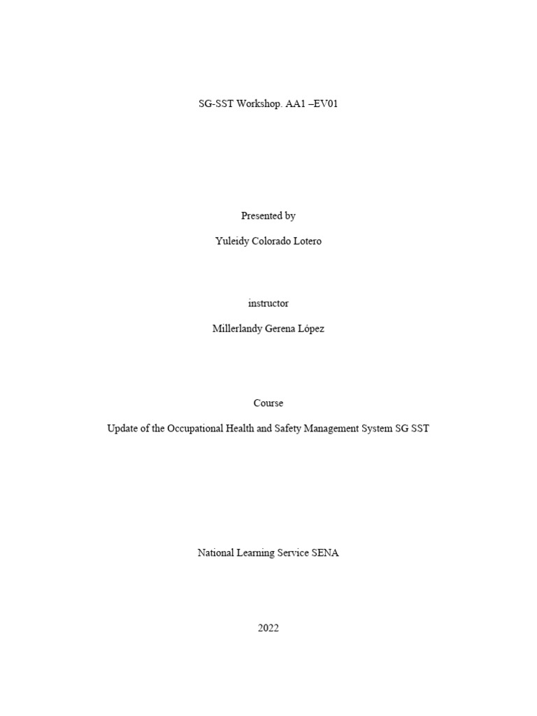 SG SST Aa1 Ev01 PDF Occupational Safety And Health
