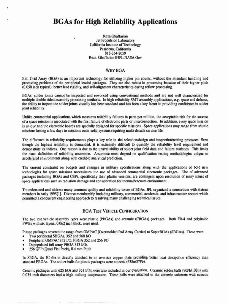1998-BGAs For High Reliability Applications | PDF | Reliability ...