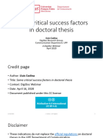 Some Critical Success Factors in Doctoral Thesis