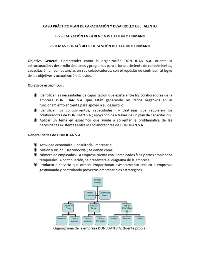 Plan de Capacitación en DON JUAN S.A. | PDF | Business | Gestión del ...
