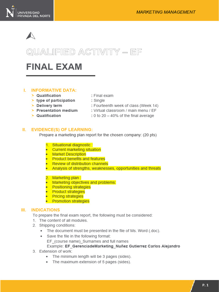 UPN Marketing Management Final Exam | PDF | Target Audience | Market ...