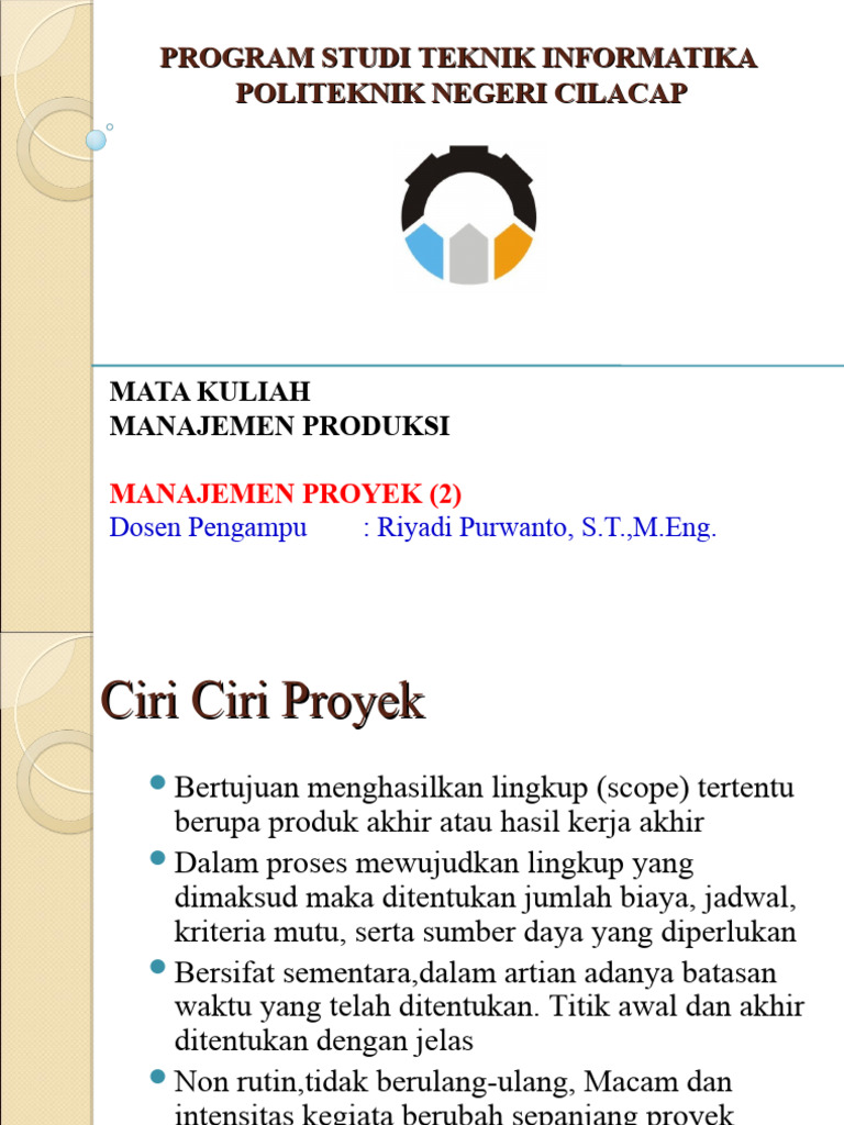 Manajemen Proyek TI di Politeknik Cilacap | PDF | Seni