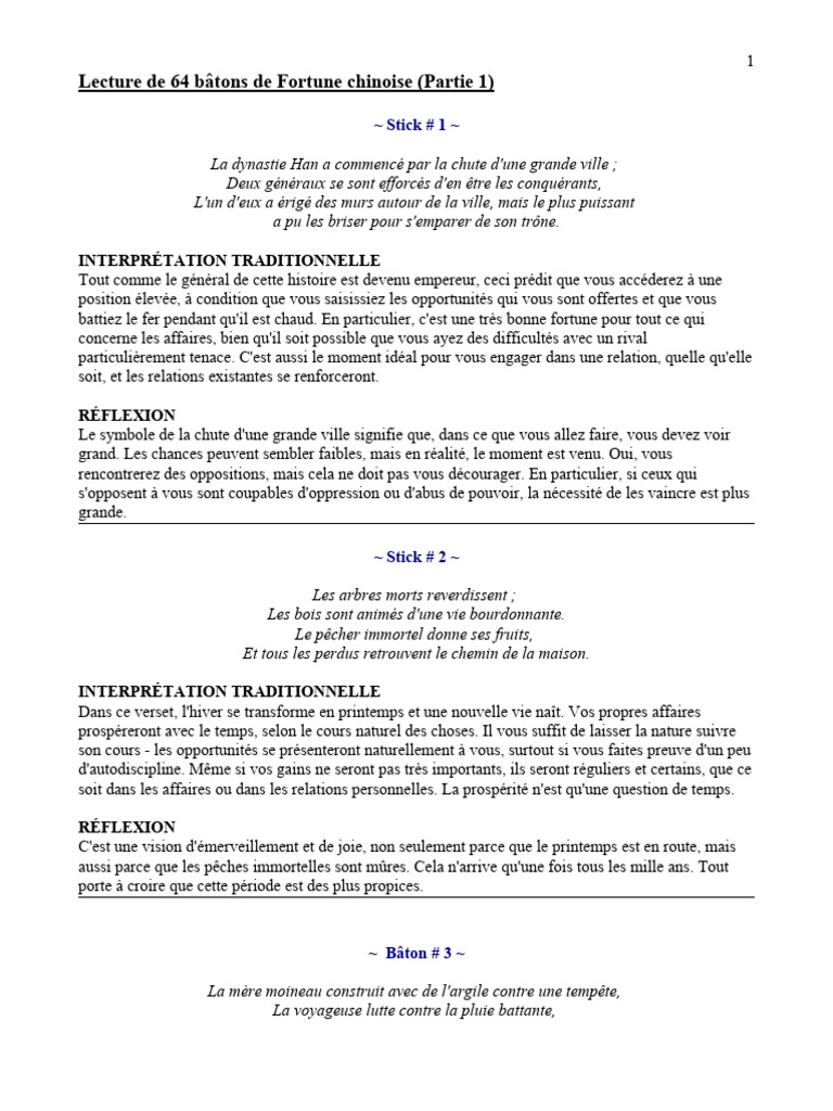 Lecture des Bâtons de Fortune Chinoise | Yin et yang | Chine