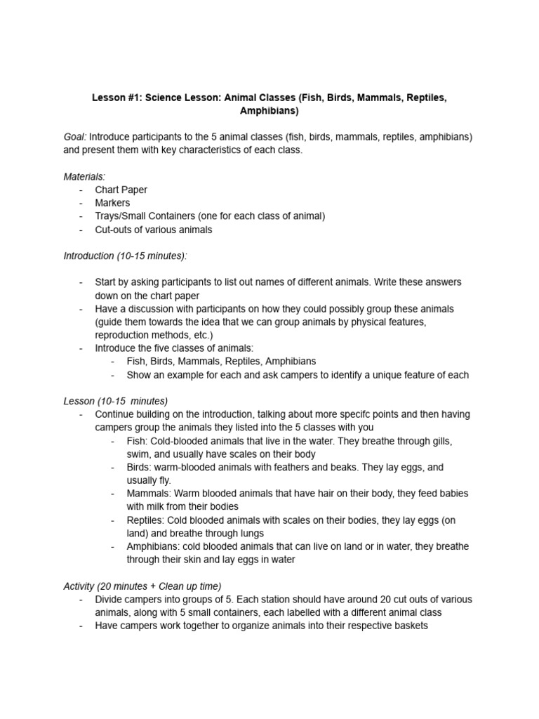 Science Camp Lesson Plans PDF Photosynthesis