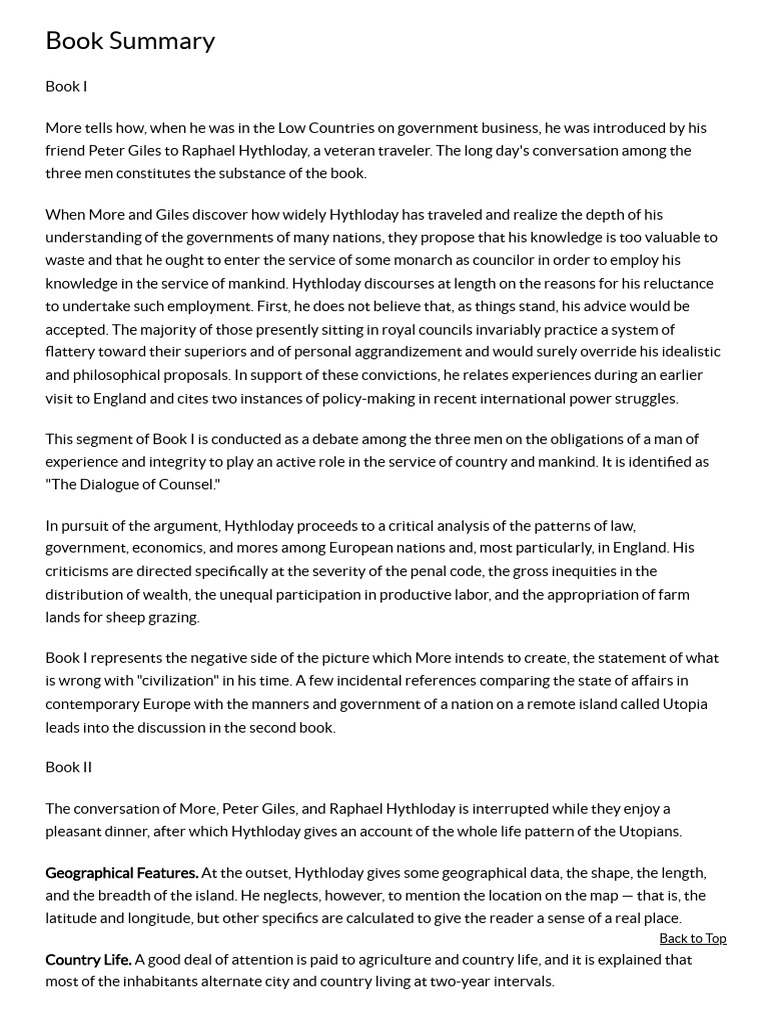 Book Summary PDF Utopia (Book)