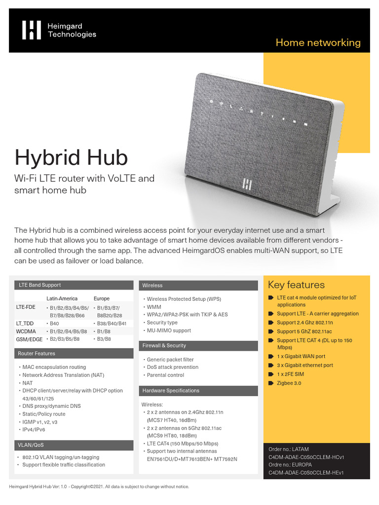 Heimgard Hybrid Hub v1 | PDF | Wi Fi | Router (Computing)