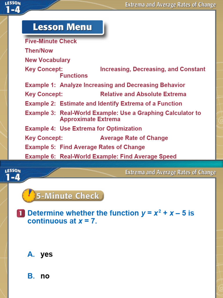 Extrema and Average Rates of Change+ | PDF | Derivative | Speed