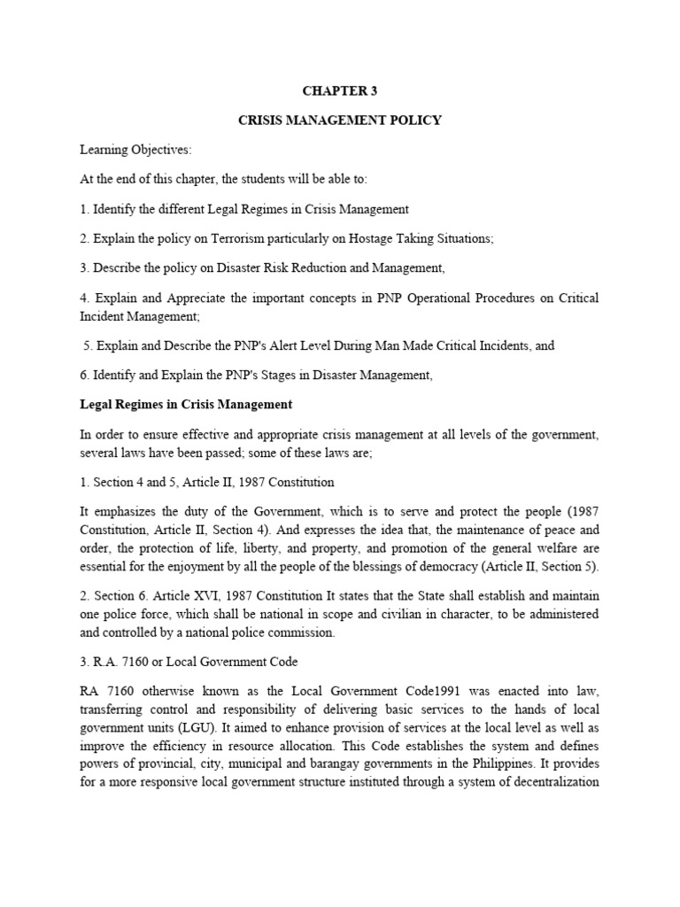 Crisis Management Policy