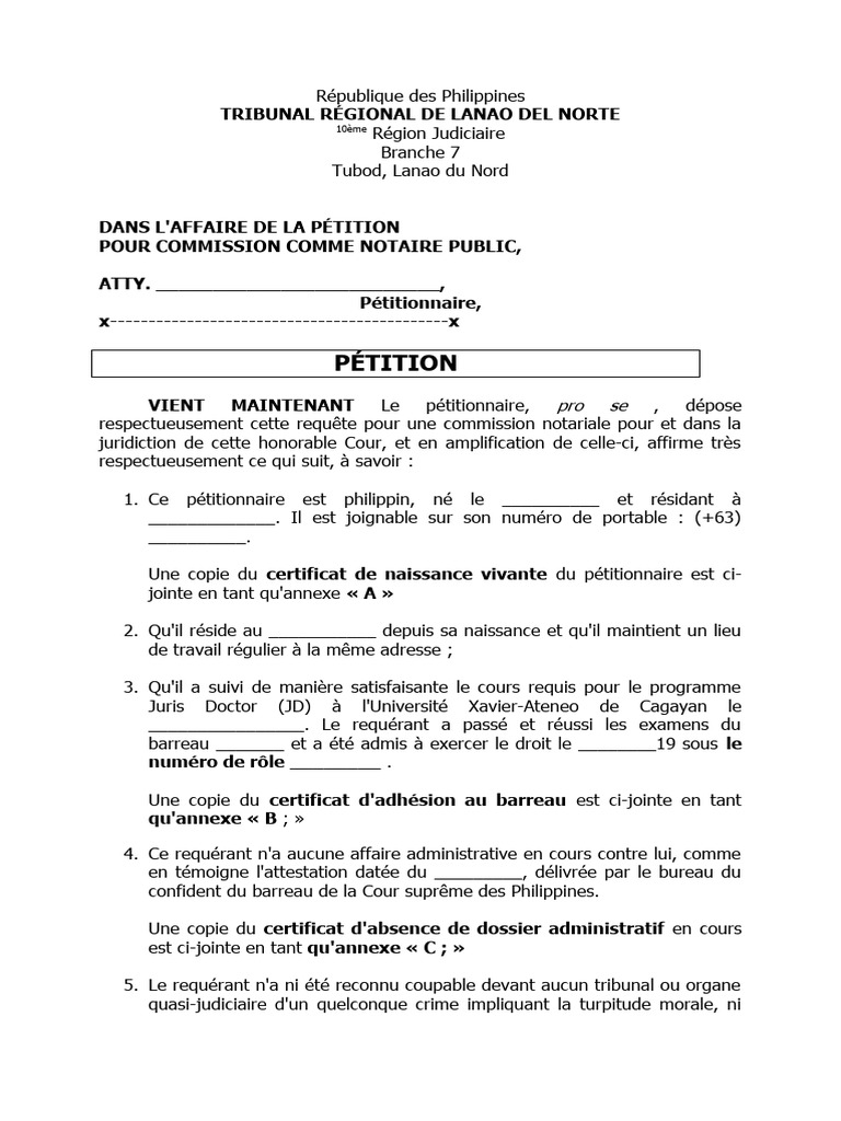 Requête Pour Commission Notariale | PDF