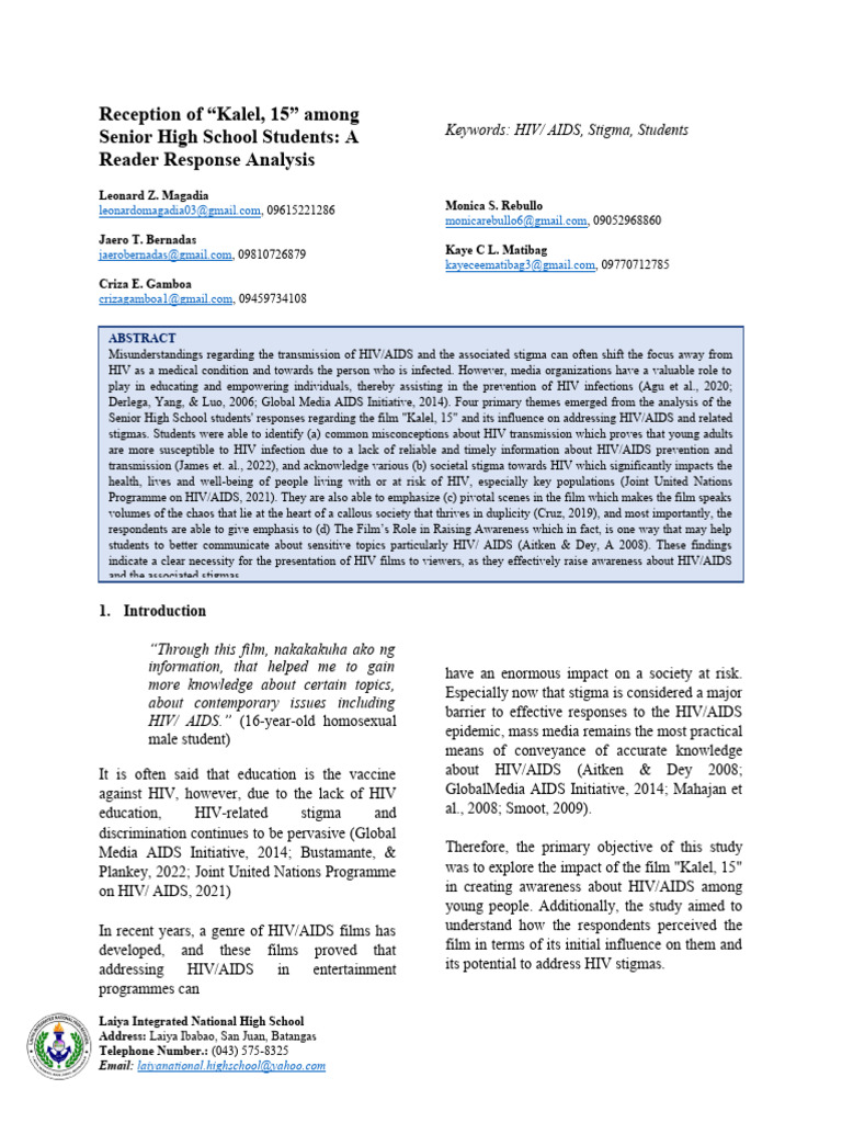 Research Paper Kalel, 15 | PDF | Hiv/Aids | Social Stigma