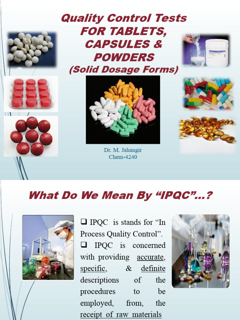 Quality Control Tests for Tablets and Capsules | PDF | Wellness ...