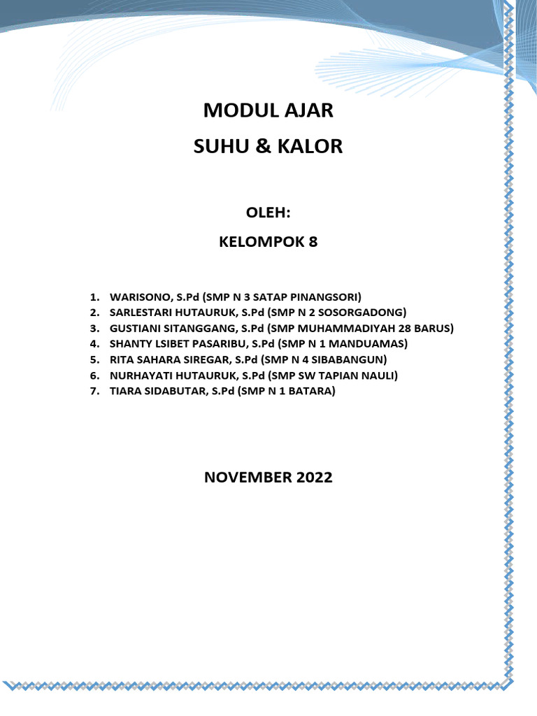 Modul Ajar Suhu Dan Kalor Pdf
