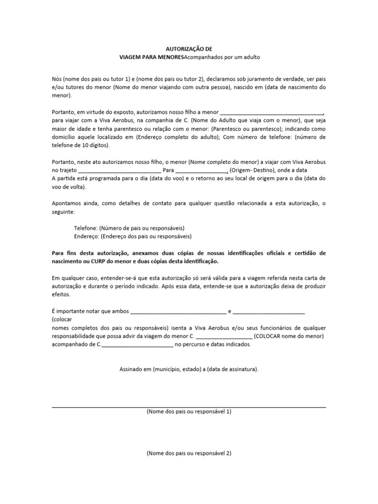 Autorização para Menor de Idade | PDF