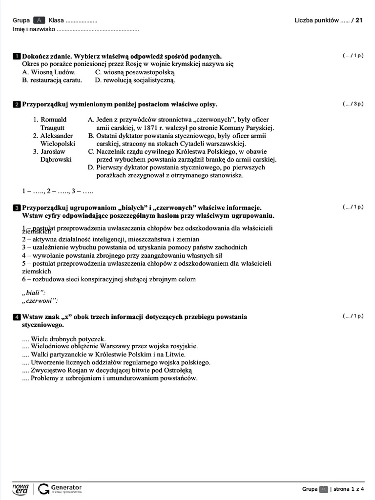 Historia Klasa 4 Dział 1 PDF Test Dzia 4 Historia - Compress | PDF