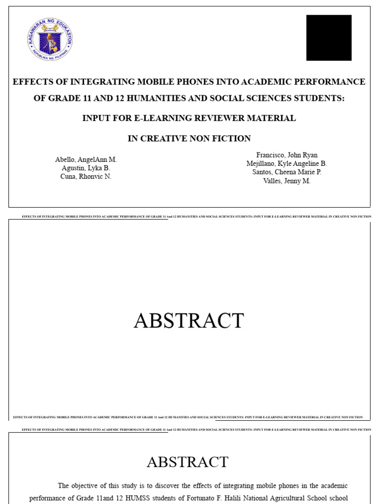 Mobile Phones' Impact on HUMSS Students | PDF | Educational Technology ...