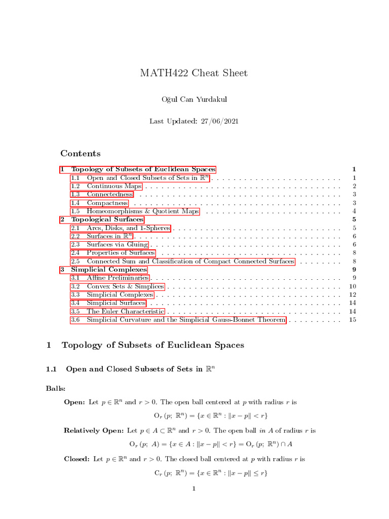 Topology Cheat Sheet Overview | PDF