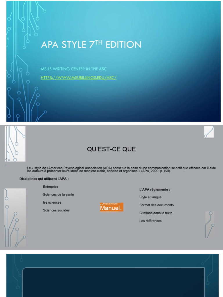 Normes APA 7e Édition : Guide Complet | PDF | Psychothérapie | Psychologie