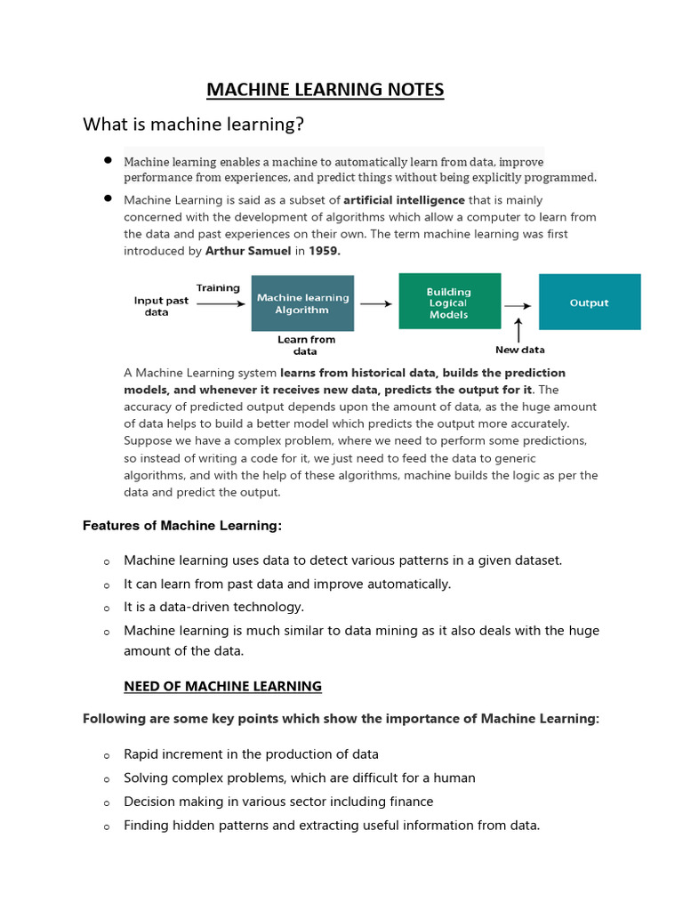 Machine Learning Notes | PDF