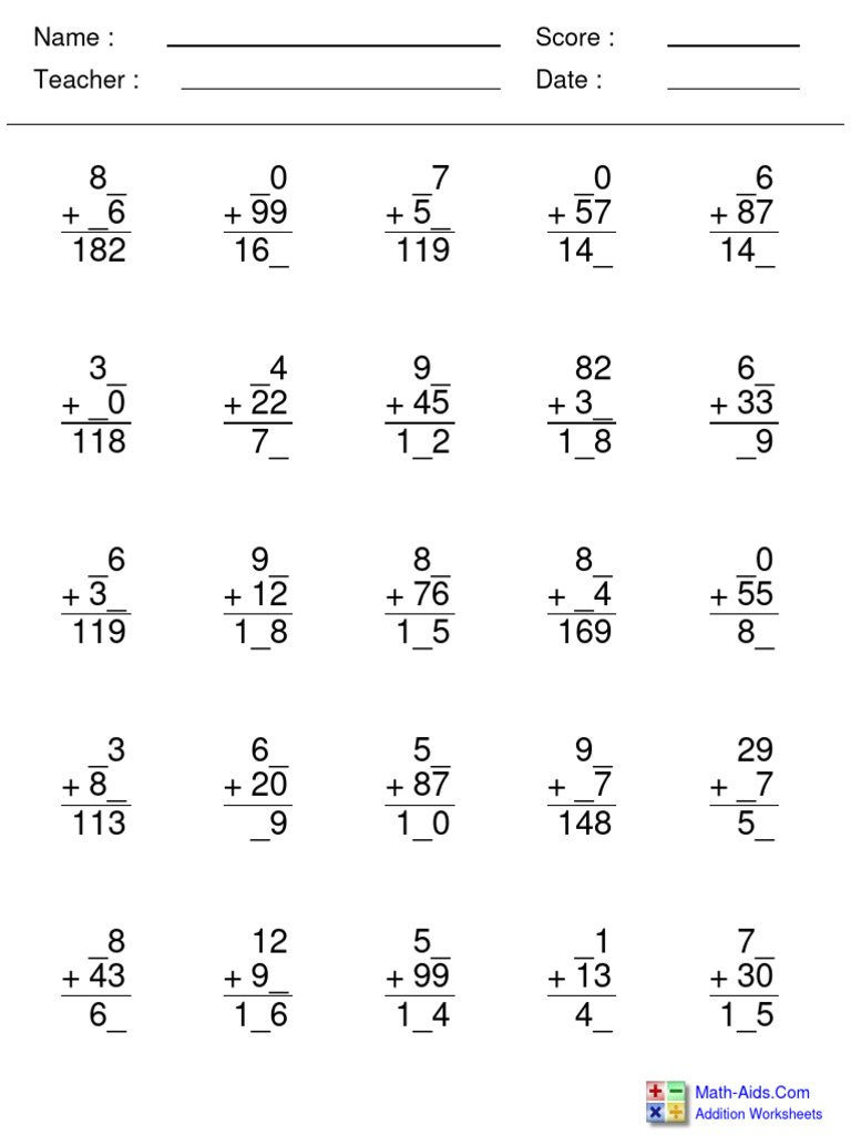 Add Missing Digits | PDF