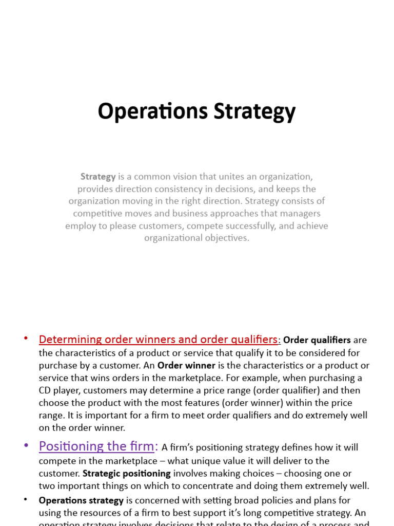 Operations Strategy for Competitive Advantage | PDF | Inventory ...