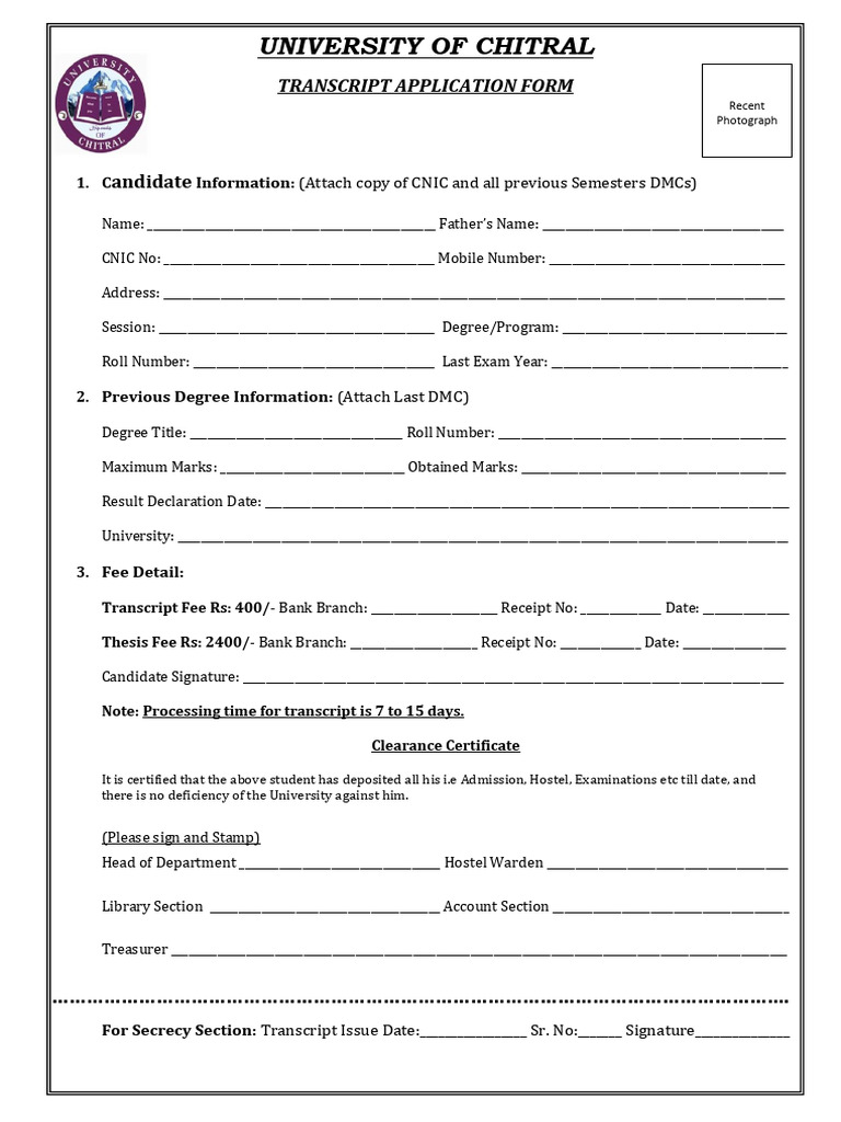 Transcript Application Form | Download Free PDF | Qualifications ...