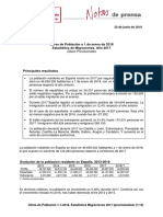 Instituto Nacional de Estadística 1 Enero 2018