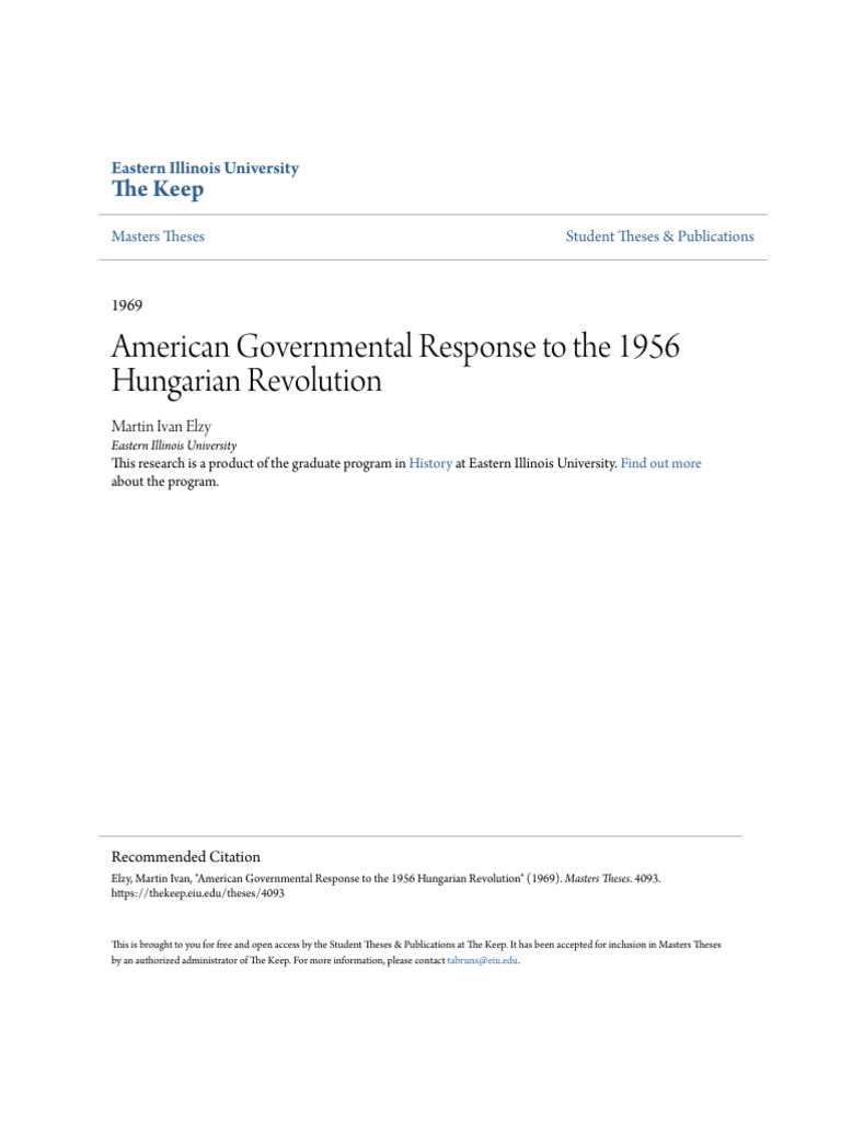 American Governmental Response To The 1956 Hungarian Revolution | PDF ...