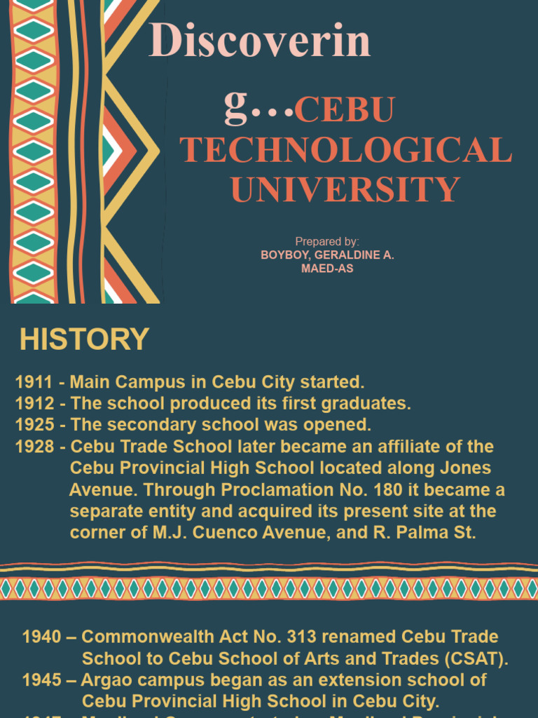 History and Mission of Cebu Technological University | PDF | Economies