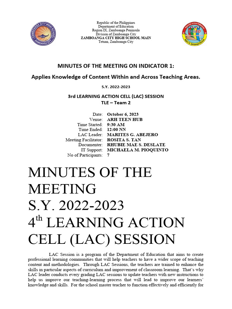 Minutes @LAC 3 - Accros & Within Curri 2023-2024 | Download Free PDF ...
