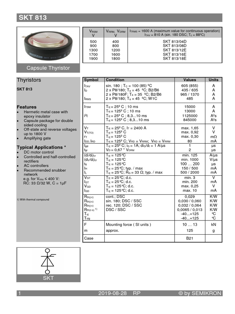 SEMIKRON DataSheet SKT 813 01641430 | PDF | Electronic Engineering ...