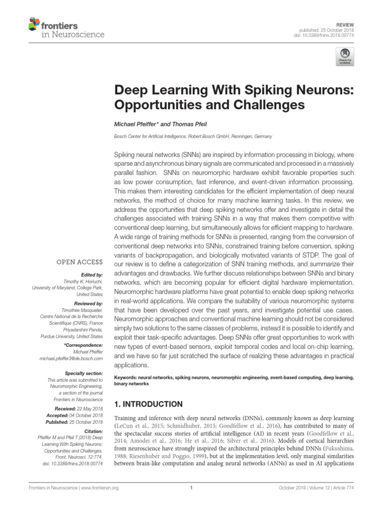 Deep Learning With Spiking Neurons | PDF | Artificial Neural Network ...