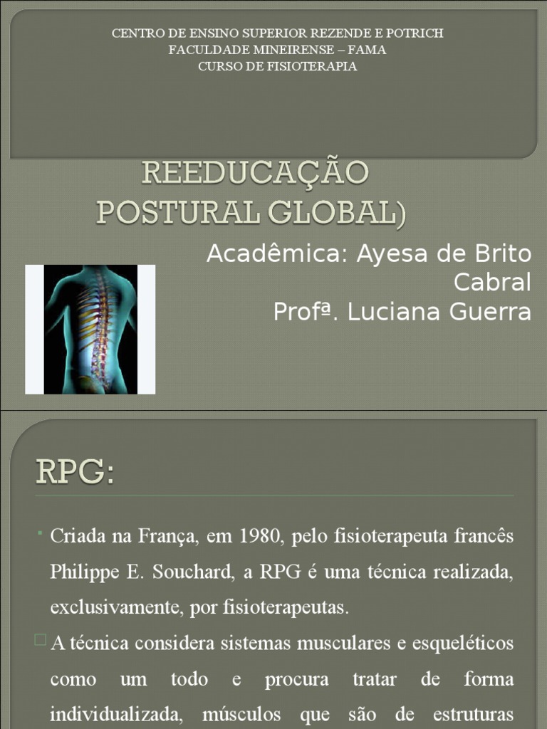 Curso de Reeducação Postural Global – RPG – Organizações Nza