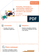 Funções, Fórmulas e Expressões Algébricas Envolvendo Medições de Área e de Volume