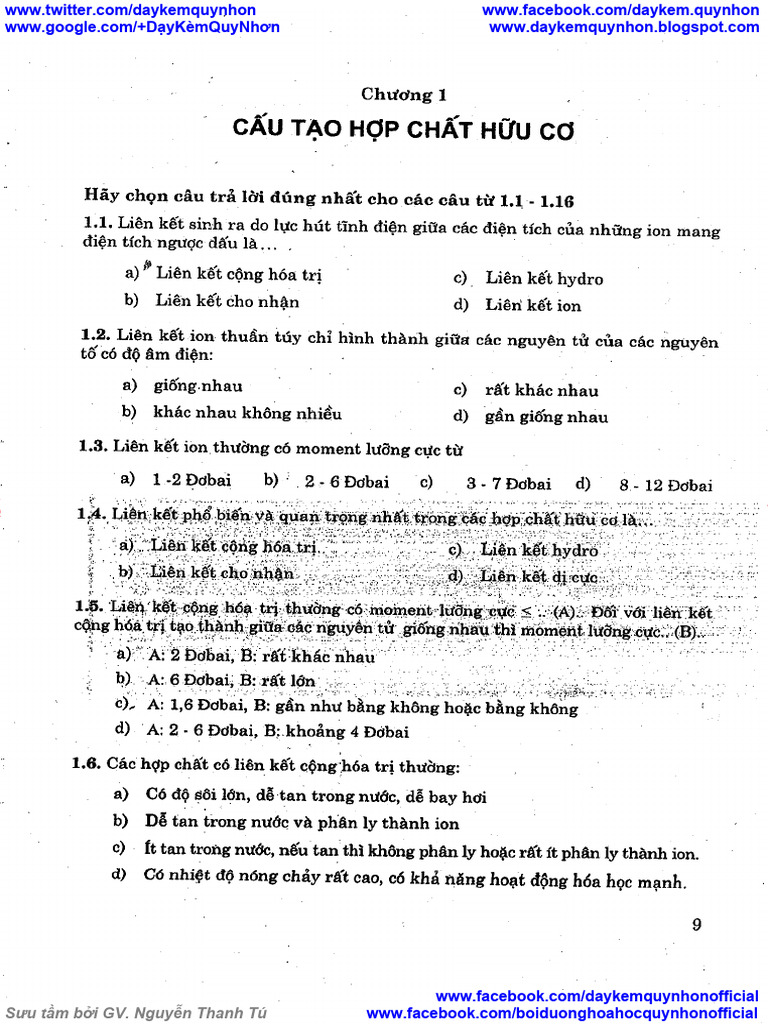 Cau hoi trac nghiem hoa huu co sach dao tao duoc si dai hoc nguyen