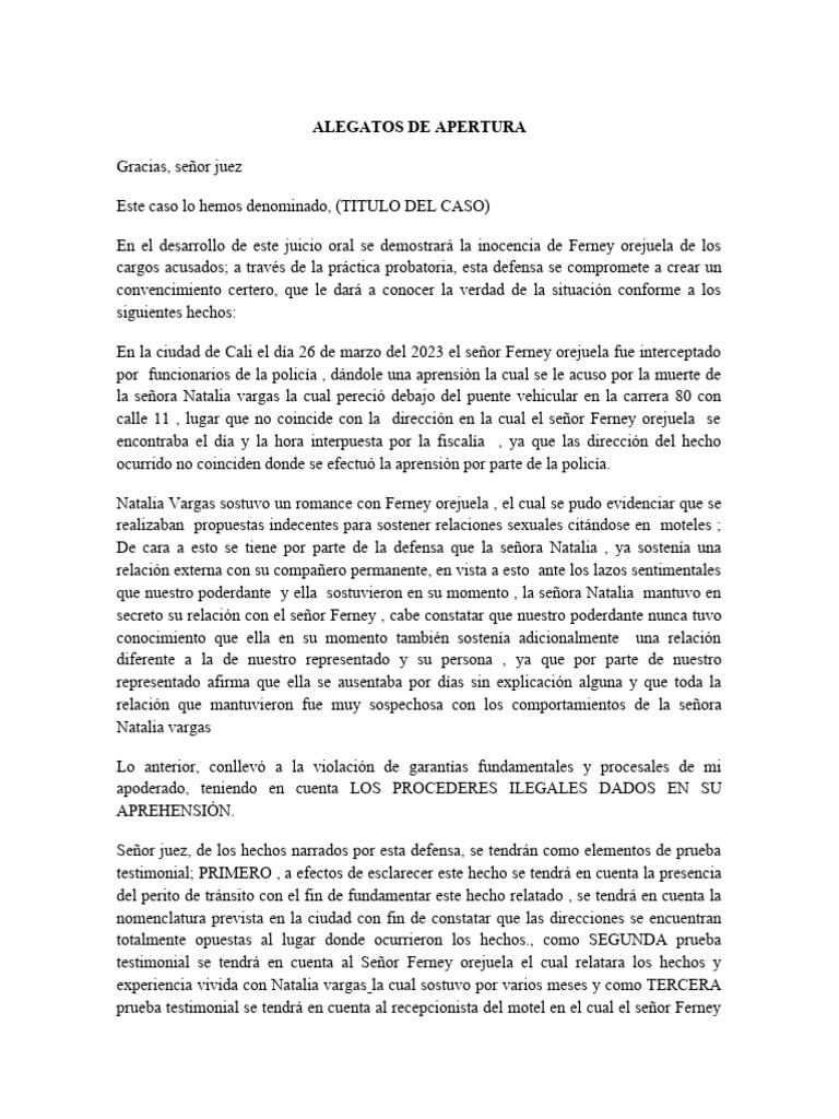 Alegatos de Apertura en Defensa Penal | PDF | Violación | Justicia