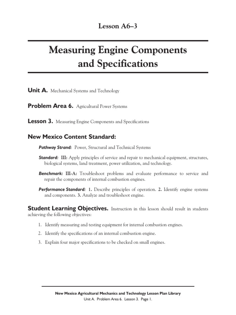 Engine Measurement and Specifications Guide | PDF | Internal Combustion ...