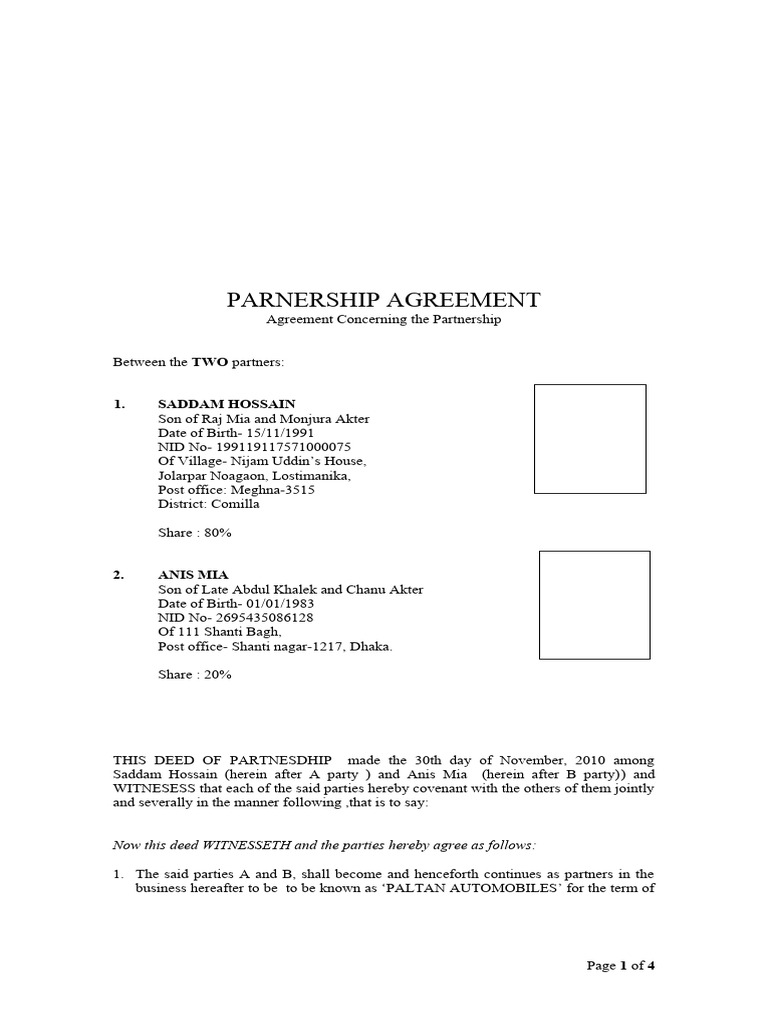 Partnership Agreement | PDF | Partnership | Breach Of Contract