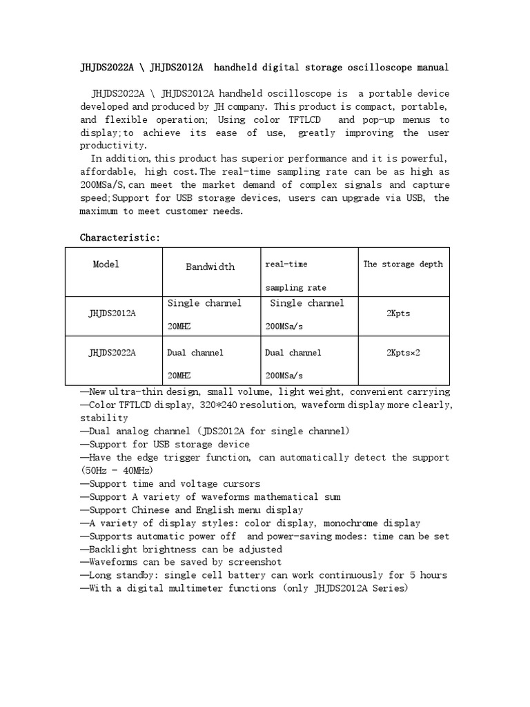 RealTime Sampling Rate The Storage Depth PDF Diode Menu