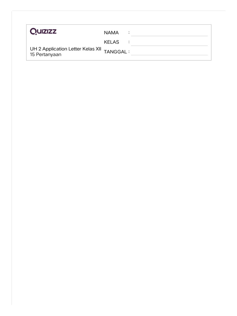 UH 2 Application Letter Kelas XII | PDF