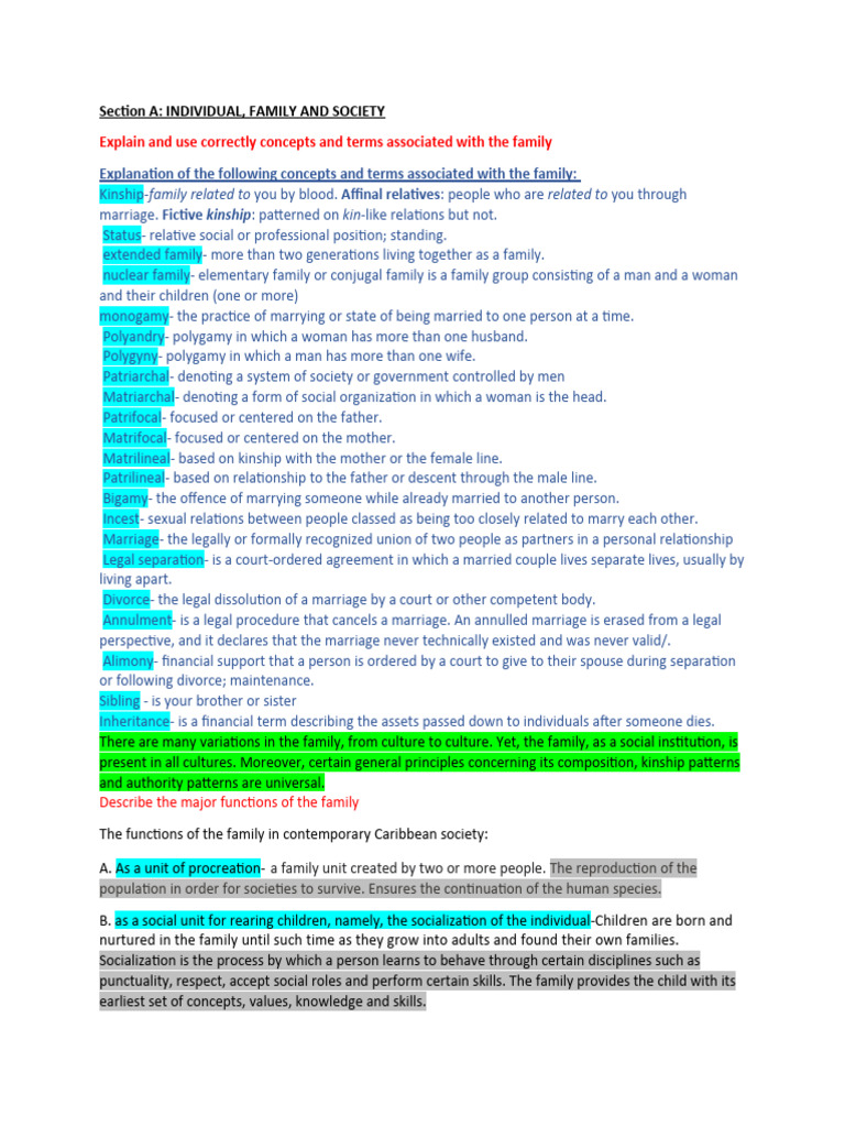 Section A Csec Social Studies Notes Pdf