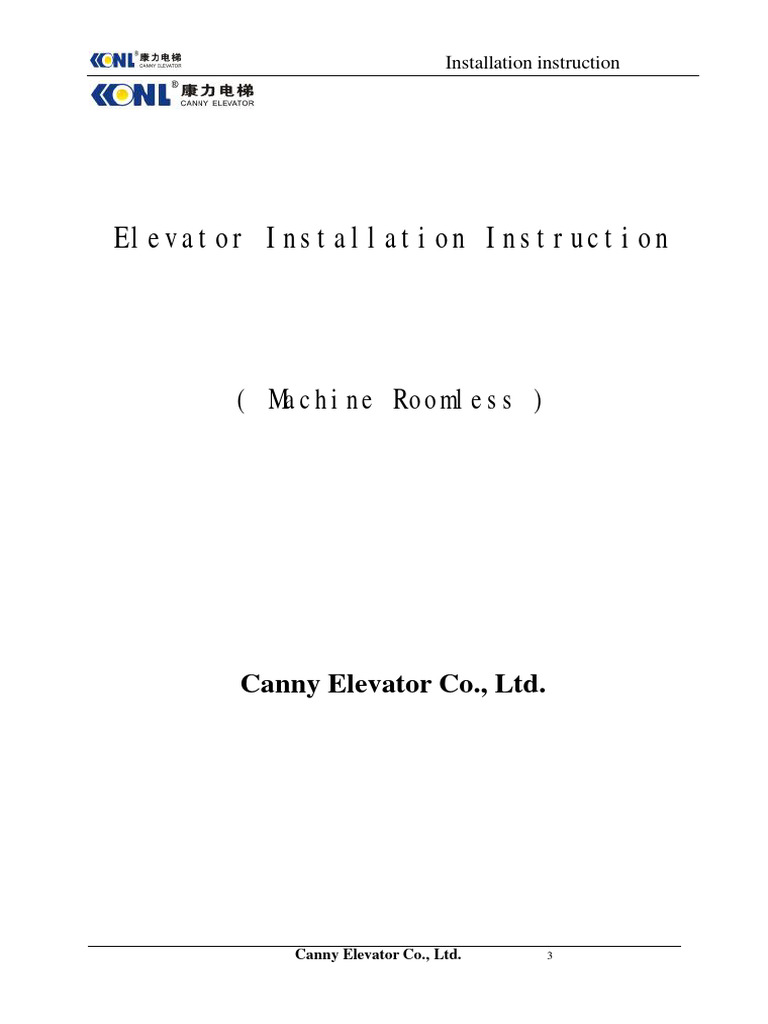 Canny Elevator Installation Guide | PDF | Elevator | Door