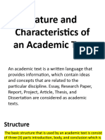 Nature and Characteristics of Academic Texts