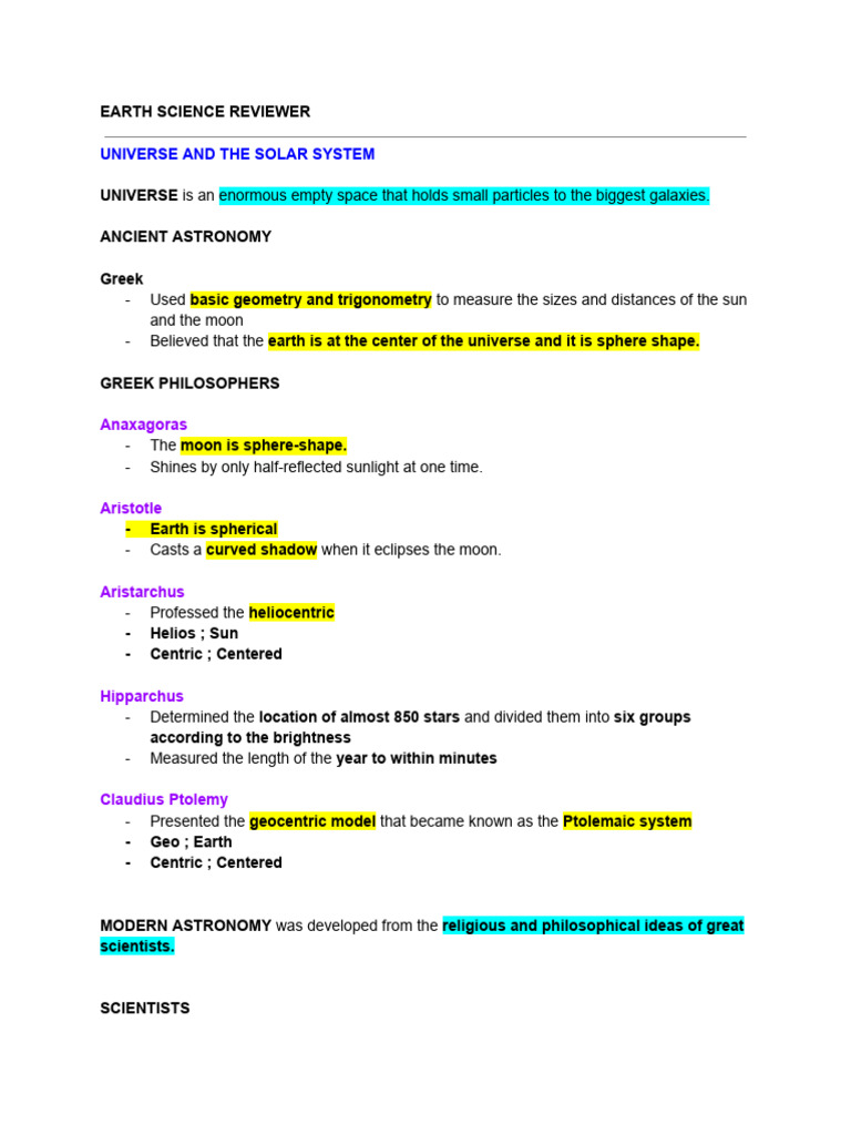 Earth Science Reviewer Guide | PDF | Minerals | Atmosphere Of Earth