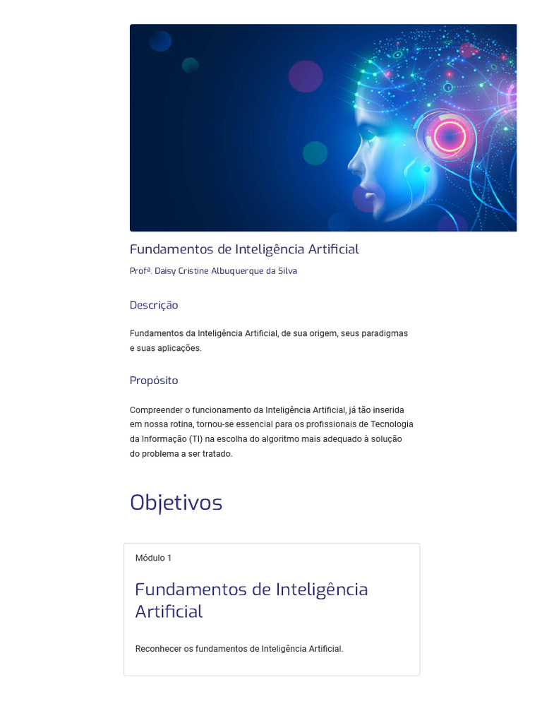 Fundamentos da Inteligência Artificial | PDF | Inteligência artificial ...