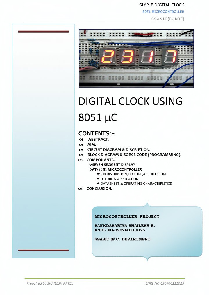 8051 Based Digital Clock | PDF