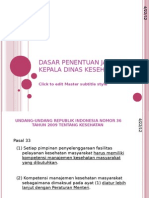 Dasar Penentuan Jabatan Kepala Dinas Kesehatan