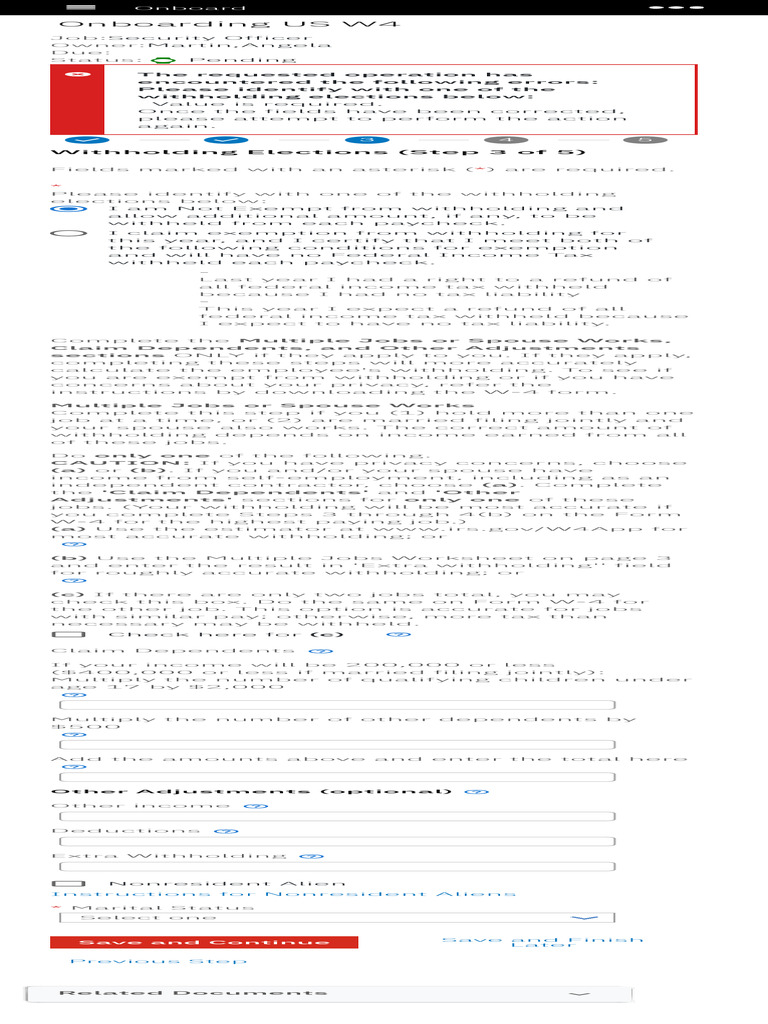 New Hire W4 Onboard Infinite BrassRing Platform PDF United States