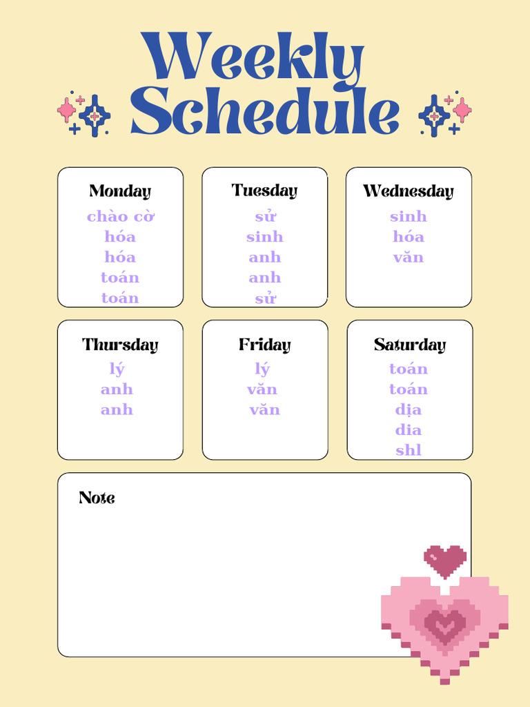 Yellow Pink Playful Weekly Schedule Planner | PDF