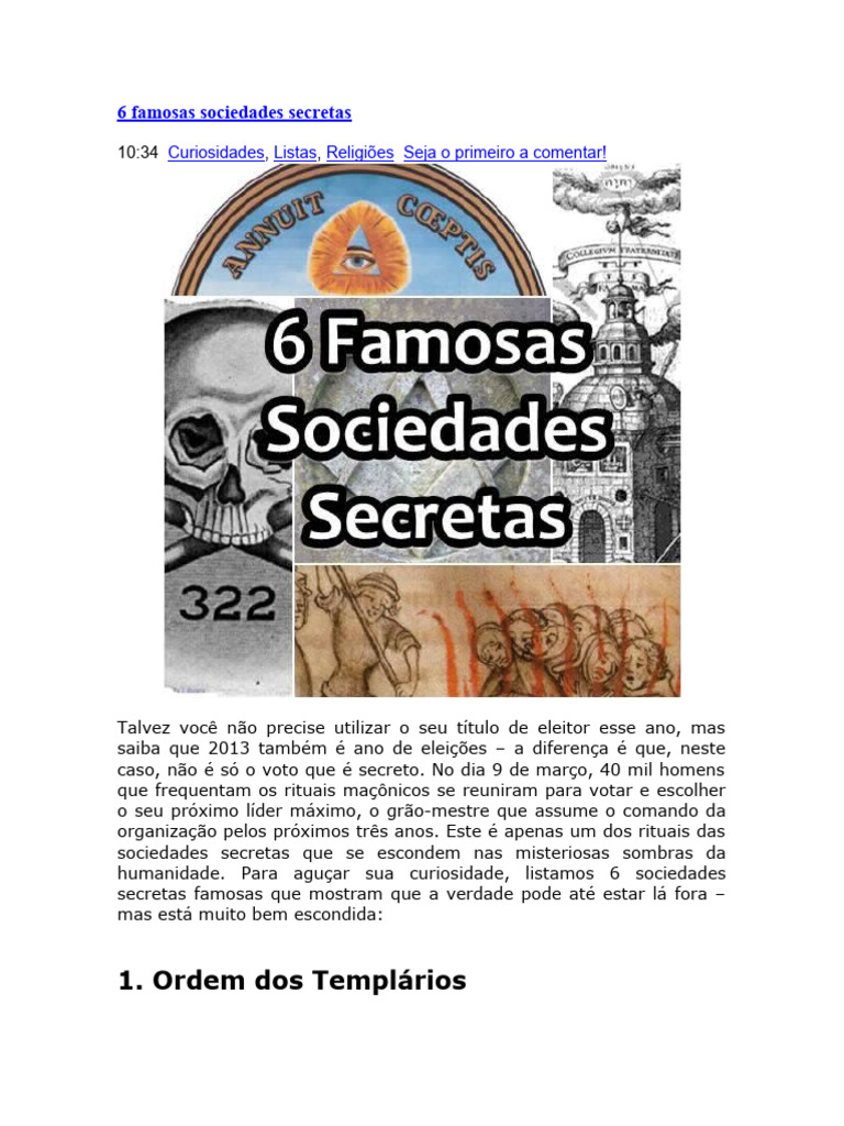 6 sociedades secretas famosas