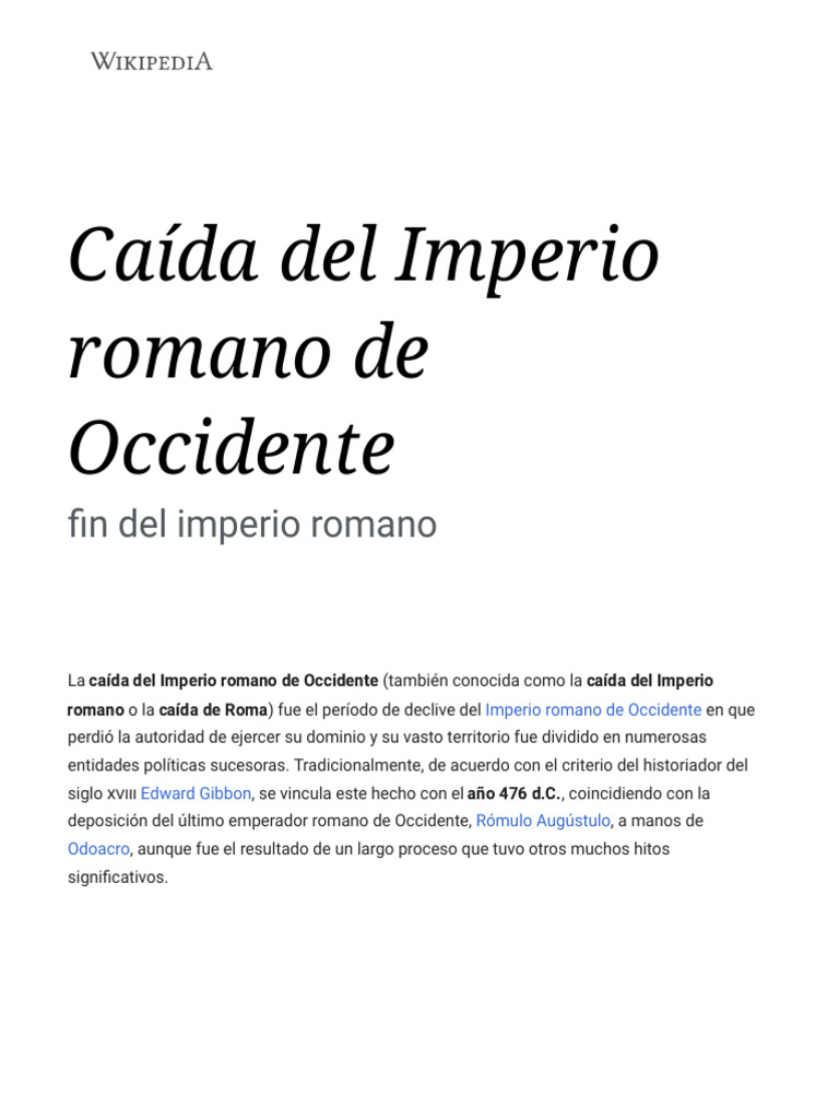 Caída del Imperio Romano de Occidente | PDF